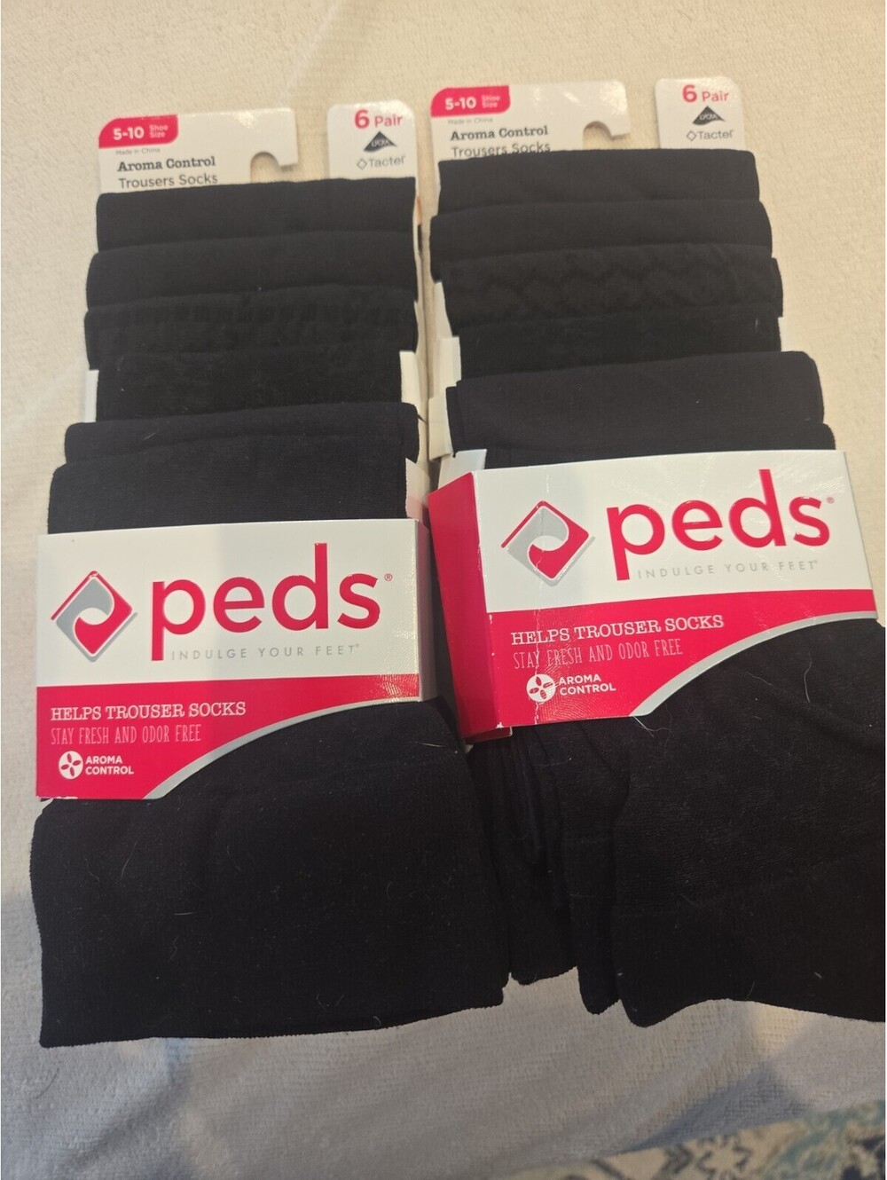 New Peds Aroma Control Women's Trousers Socks Black SIze 5-10 2 Packs 12 Pairs